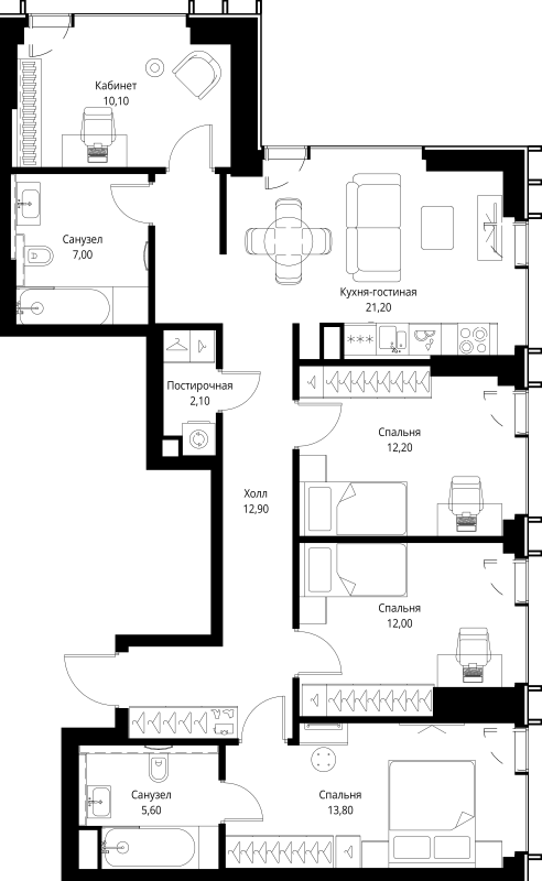 5 ккв (Евро) 99,4 м²