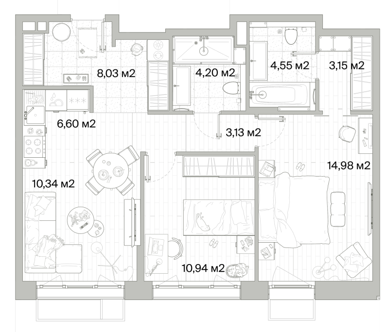 3 ккв (Евро) 65,9 м²