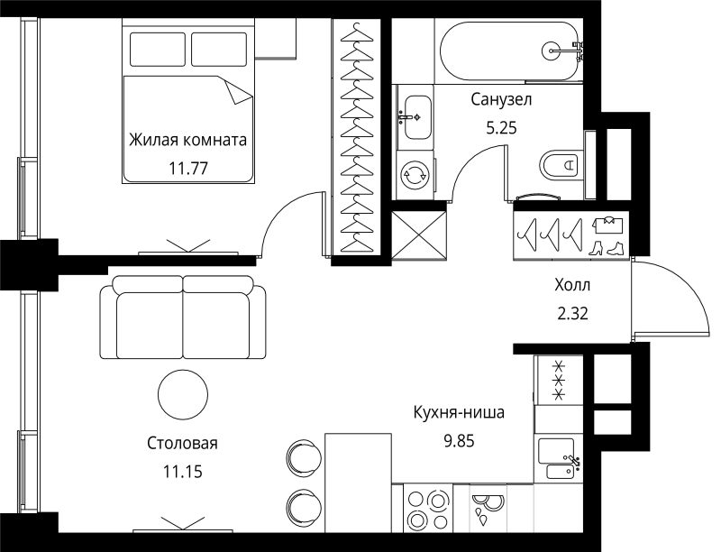 2 ккв (Евро) 40,3 м²