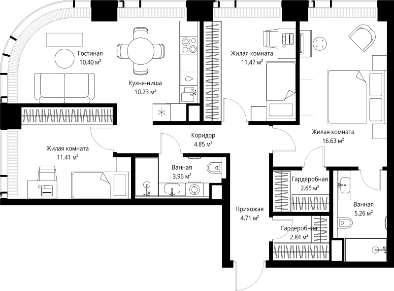 4 ккв (Евро) 84,4 м²