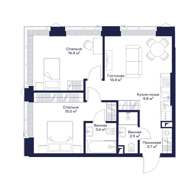 3 ккв (Евро) 63,1 м²