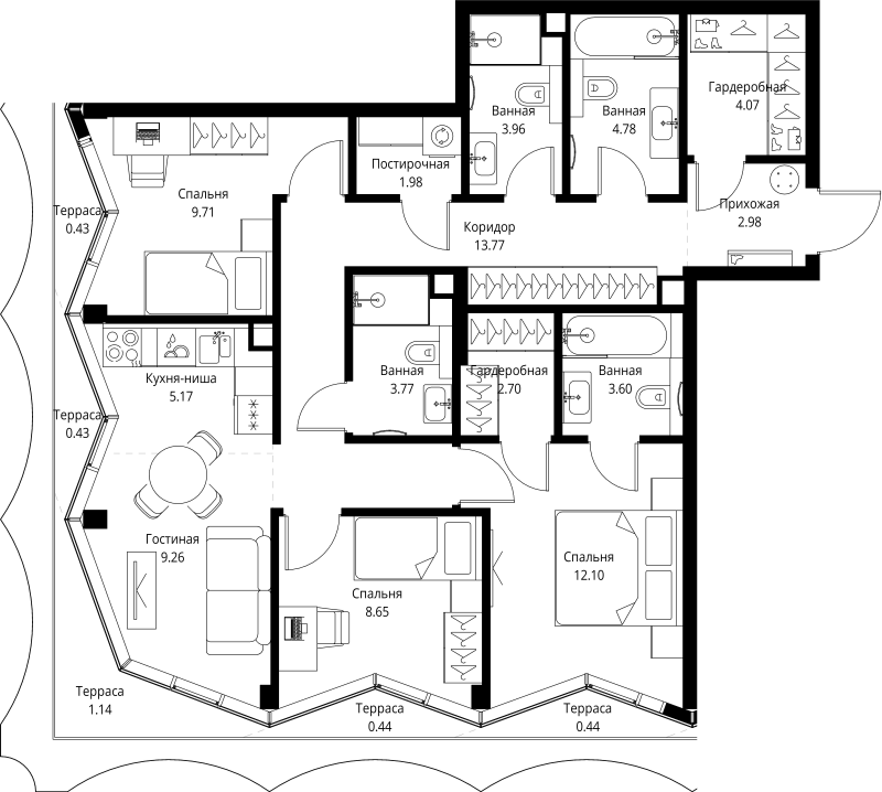 4 ккв (Евро) 89,4 м²