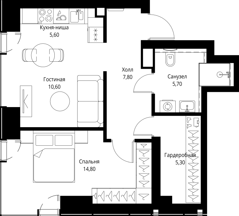 2 ккв (Евро) 49,8 м²