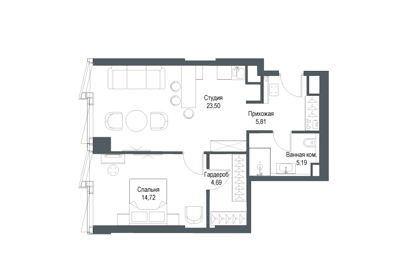 2 ккв (Евро) 54,1 м²