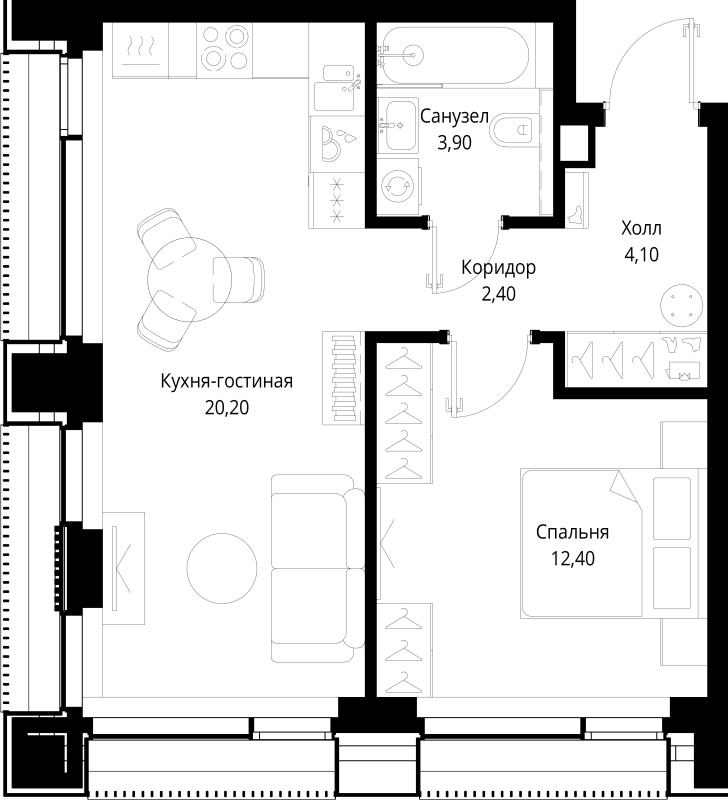 2 ккв (Евро) 43 м²
