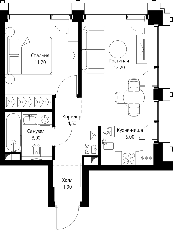 2 ккв (Евро) 39 м²