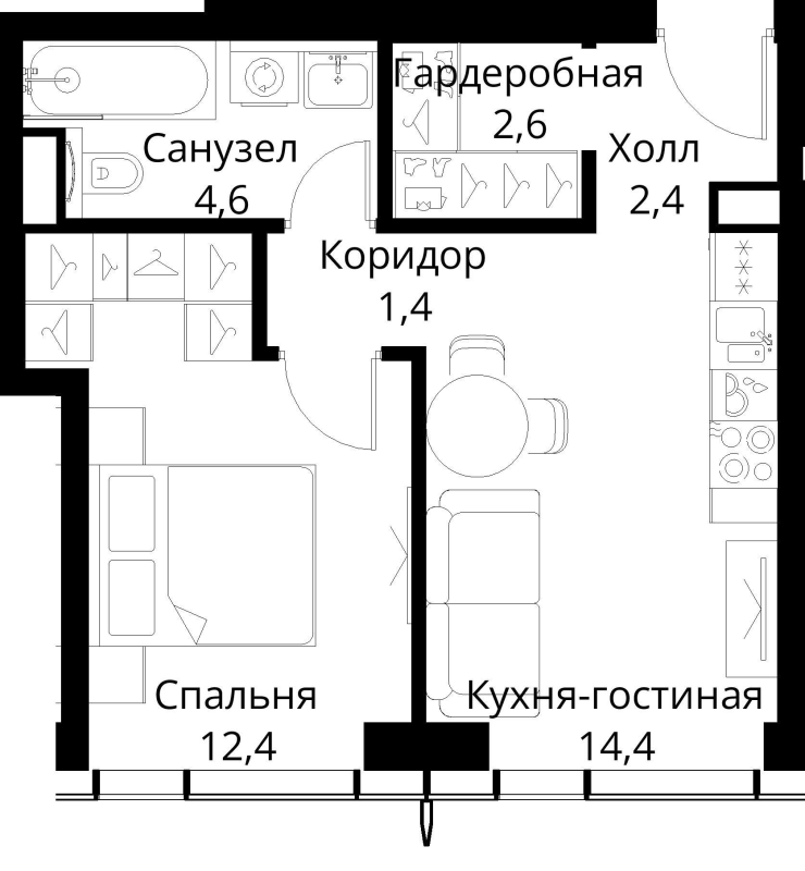 1 ккв 37,8 м²