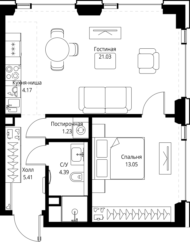 2 ккв (Евро) 49,3 м²