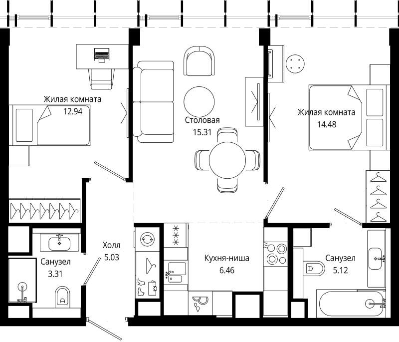 3 ккв (Евро) 62,6 м²