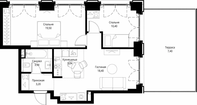 3 ккв (Евро) 67,9 м²