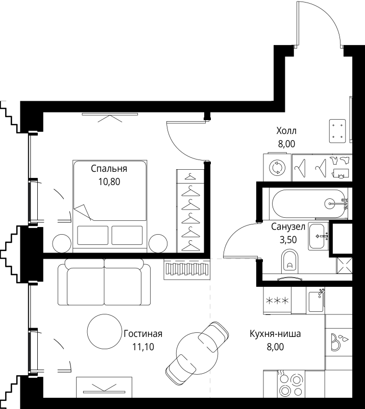 2 ккв (Евро) 41,9 м²