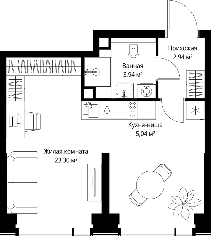 Студия 35,2 м²