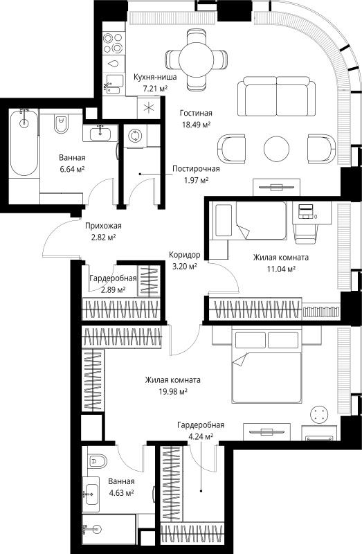 3 ккв (Евро) 83,1 м²