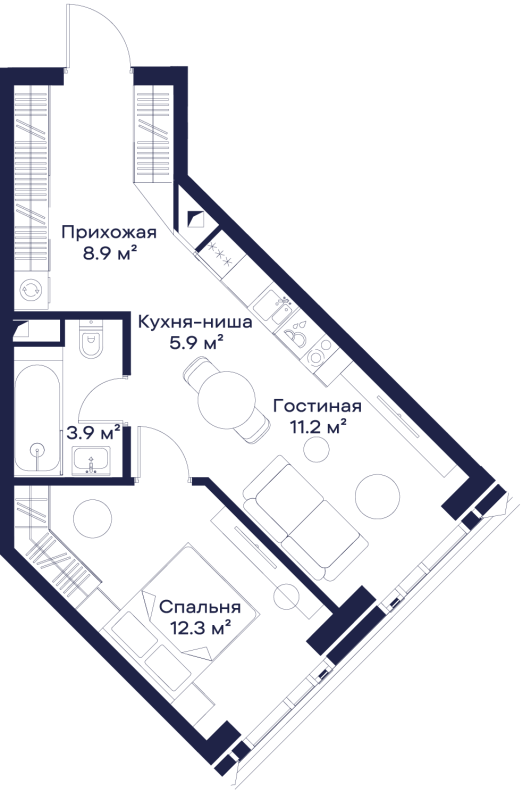 2 ккв (Евро) 42,6 м²