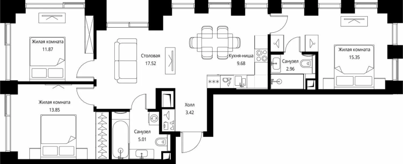 4 ккв (Евро) 79,7 м²