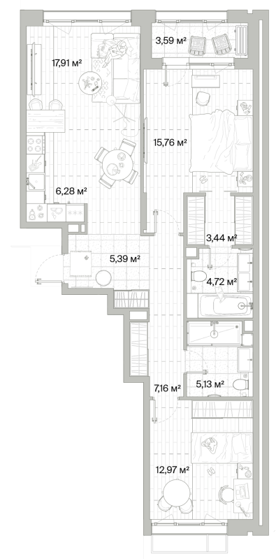 3 ккв (Евро) 80,6 м²