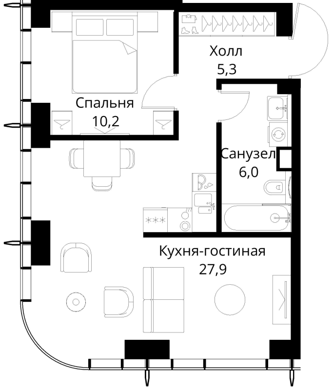 2 ккв (Евро) 49,4 м²