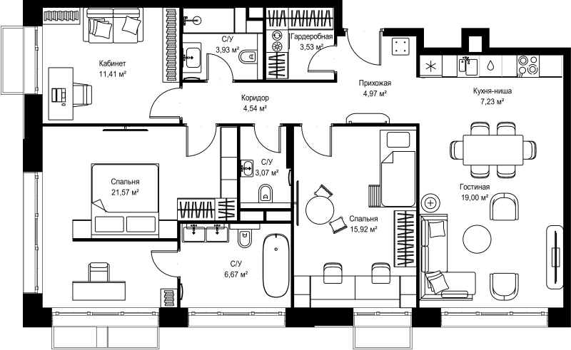 4 ккв (Евро) 101,8 м²