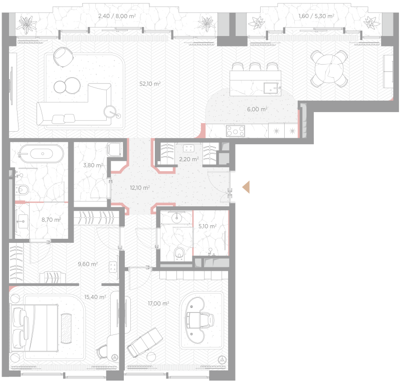 3 ккв (Евро) 136 м²