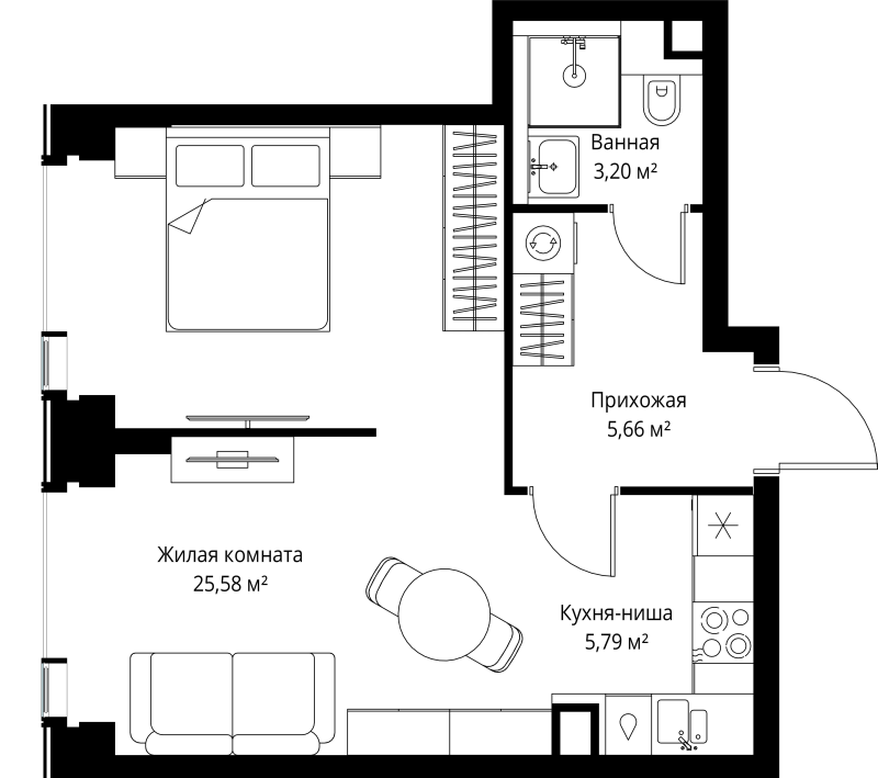 2 ккв (Евро) 40,2 м²