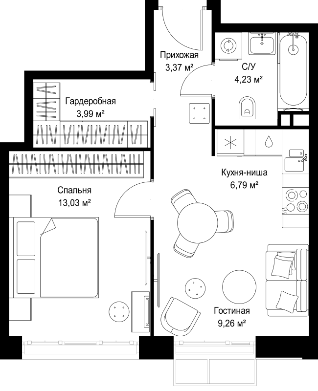2 ккв (Евро) 40,7 м²