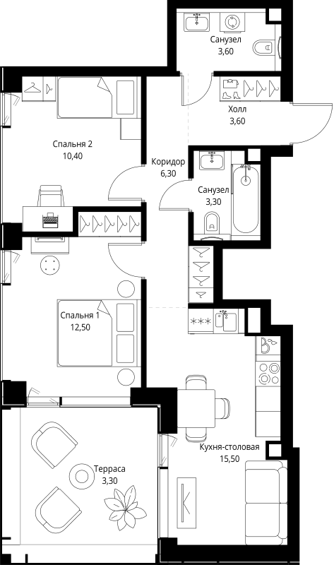 3 ккв (Евро) 58,5 м²