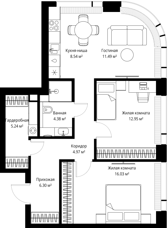 3 ккв (Евро) 69,9 м²