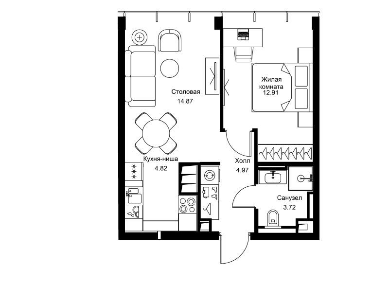 2 ккв (Евро) 41,3 м²