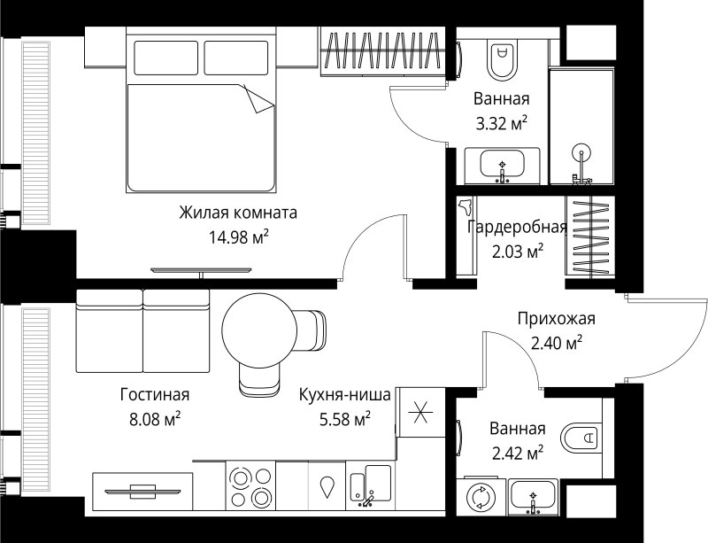 1 ккв 38,8 м²