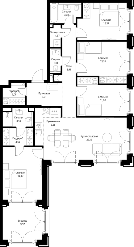 5 ккв (Евро) 122,5 м²