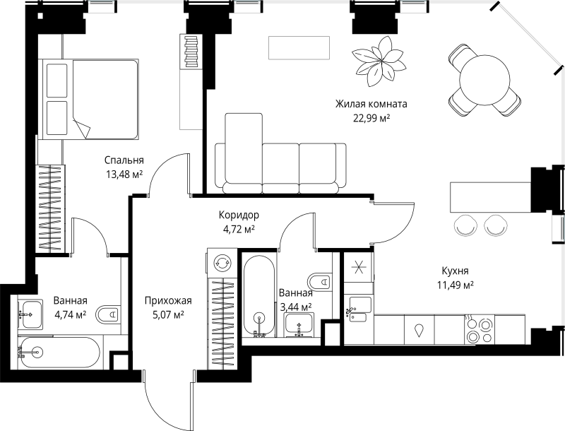 2 ккв (Евро) 65,9 м²