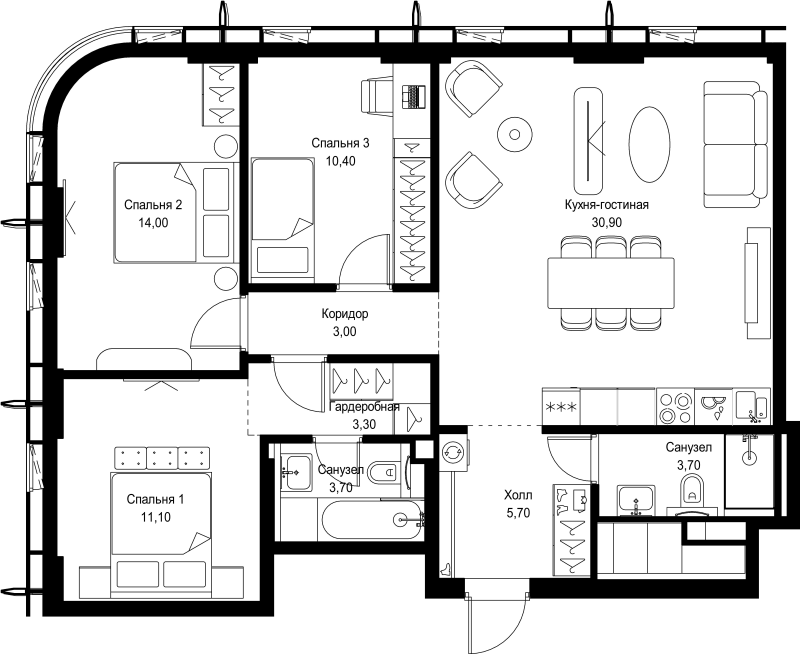 4 ккв (Евро) 85,8 м²