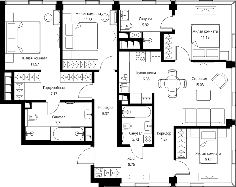 5 ккв (Евро) 105,3 м²