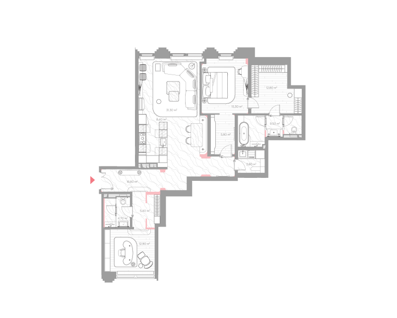 3 ккв (Евро) 127,9 м²
