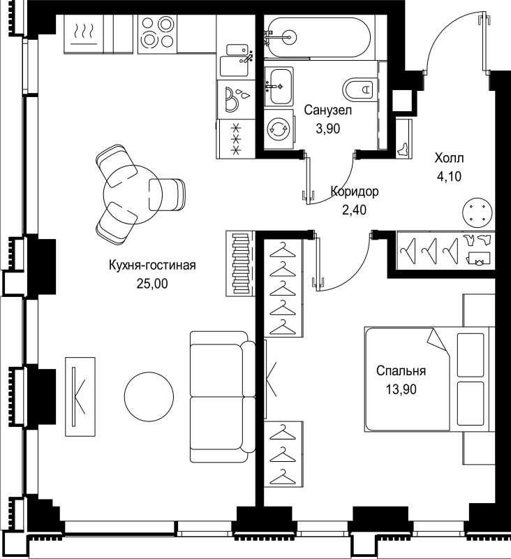 2 ккв (Евро) 49,3 м²