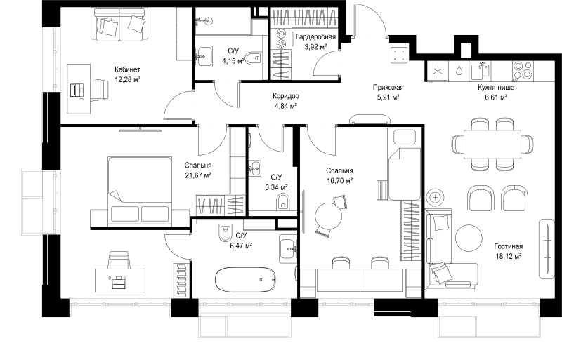 2 ккв (Евро) 47,5 м²
