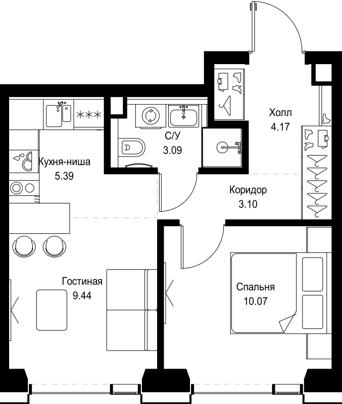 1 ккв 35,3 м²