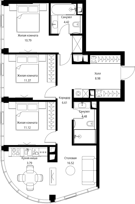 4 ккв (Евро) 80,9 м²