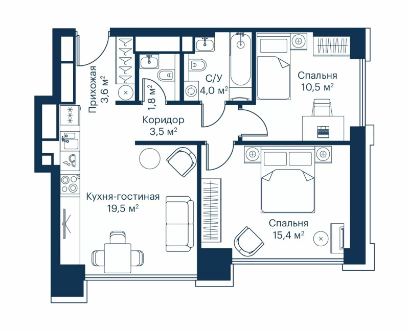 3 ккв (Евро) 58,7 м²