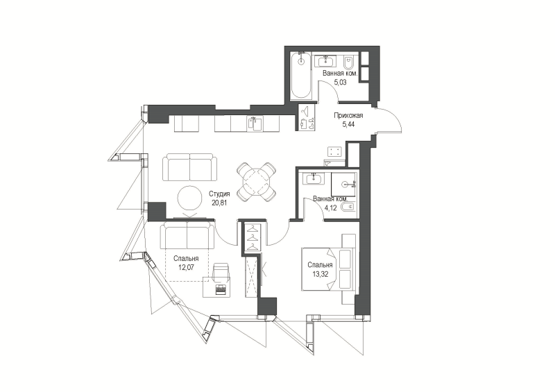3 ккв (Евро) 61 м²