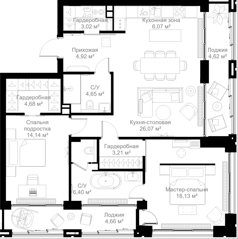 3 ккв (Евро) 102 м²