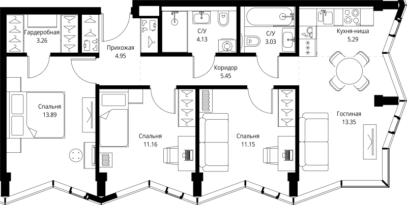 4 ккв (Евро) 75,7 м²