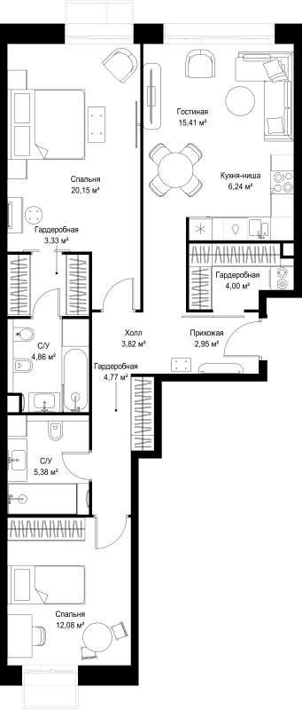 3 ккв (Евро) 83 м²