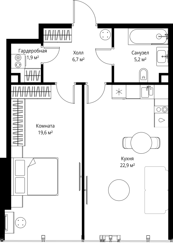 2 ккв (Евро) 56,3 м²