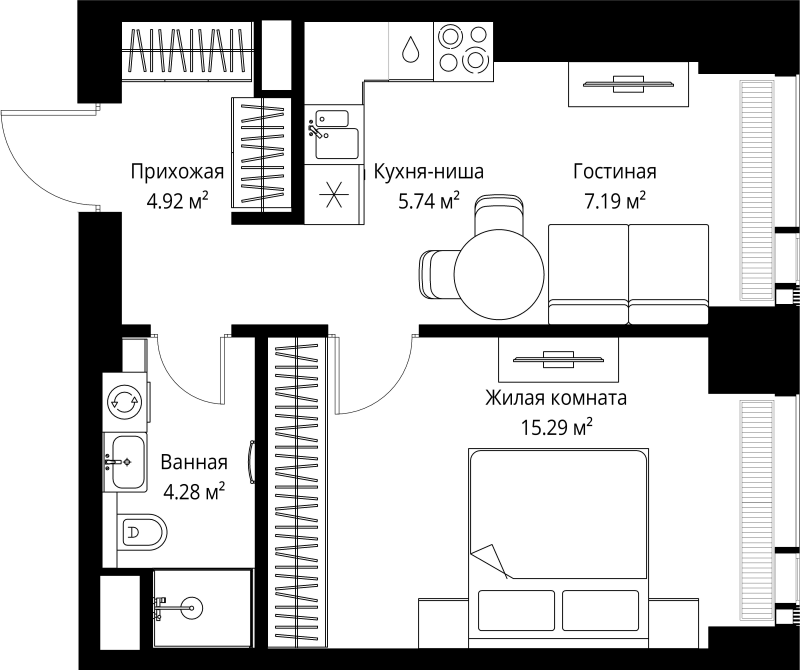 1 ккв 37,4 м²