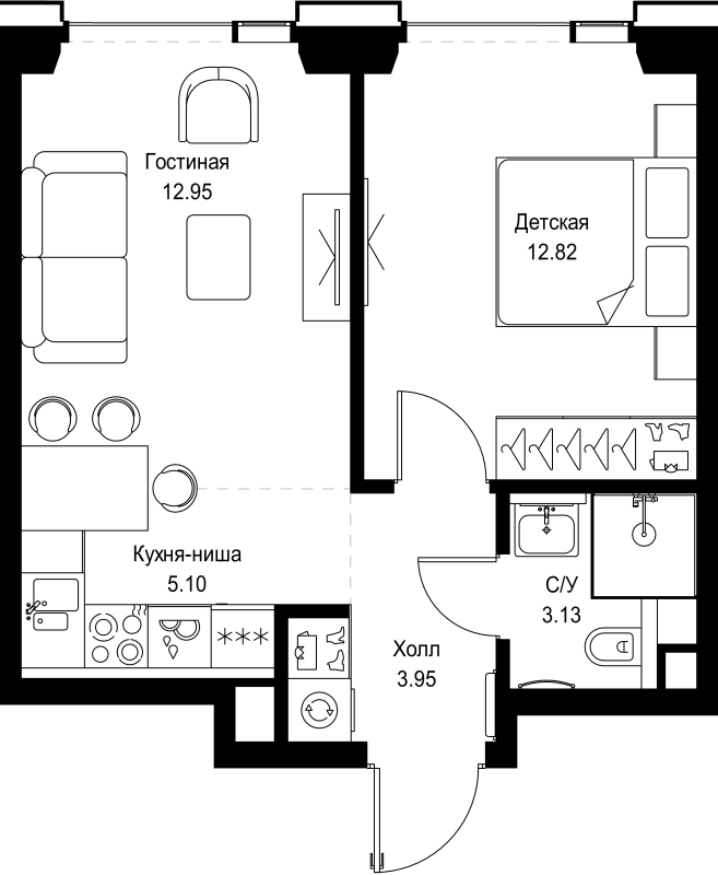 2 ккв (Евро) 38 м²