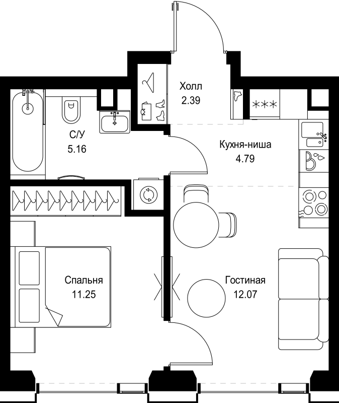 2 ккв (Евро) 35,7 м²