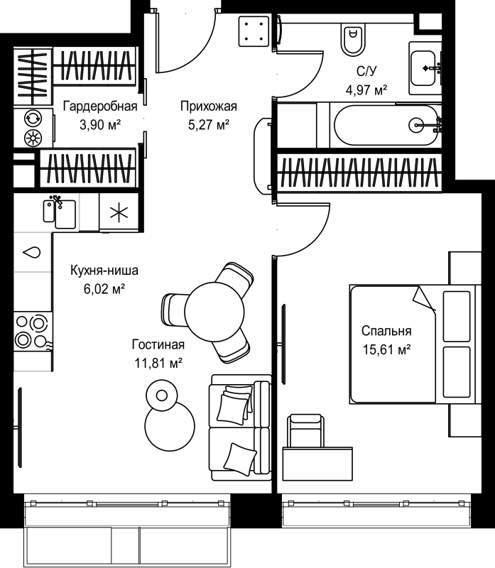 2 ккв (Евро) 47,6 м²