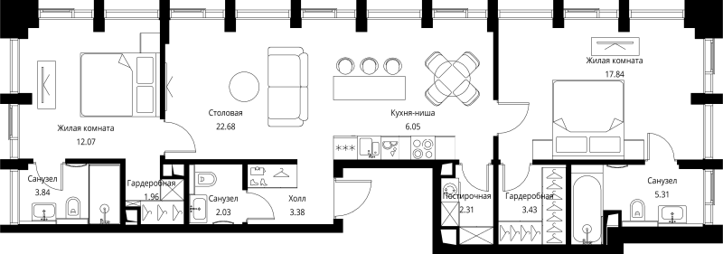 3 ккв (Евро) 80,9 м²