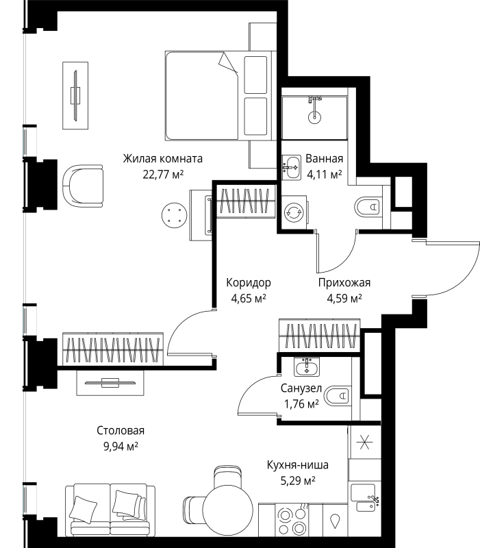 2 ккв (Евро) 53,1 м²